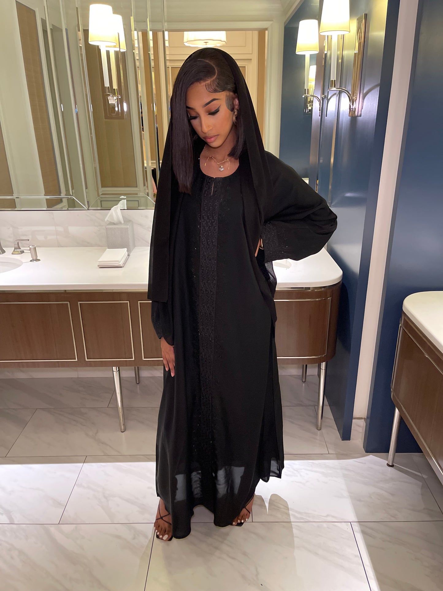 Black Diamond Abaya With Hijab PRE-ORDER